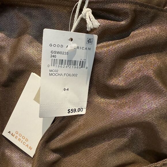 NWT Good American Mocha Foil Leg Daze Mesh Tie Sarong Coverup - Picture 5 of 5